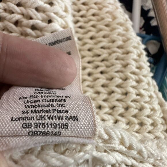 Free People Wouldn't Knit Be Nice LongLine Ivory open front Cardigan L - Picture 9 of 11